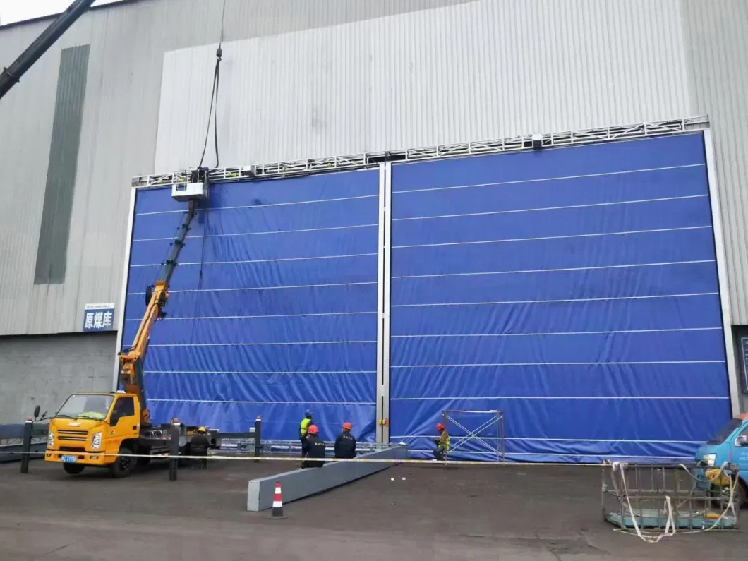 Industrial Automatic Heavy Duty Security Flexible PVC Fabric Huge Folding Stacking Roll up Mega Hangar Door for Shipyard, Aviation Airport, Blasting Room
