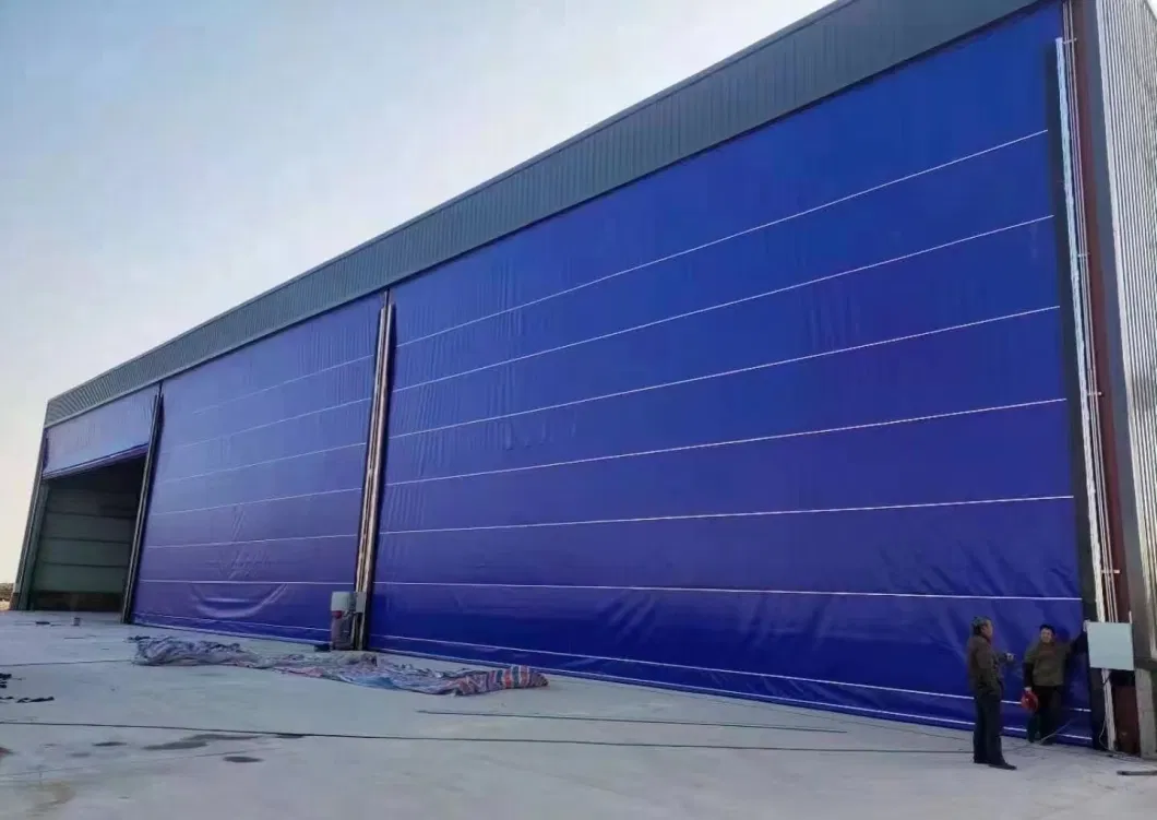 Industrial Automatic Heavy Duty Security Flexible PVC Fabric Huge Folding Stacking Roll up Mega Hangar Door for Shipyard, Aviation Airport, Blasting Room