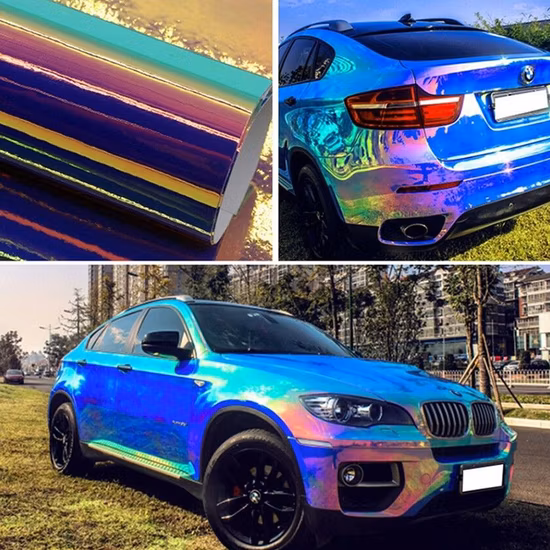 Car Vinyl Wrap Pet Car Decoration Sky Blue Rainbow Neo Chrome Bubble Free Wrapping Sticker Vinyl Car Film